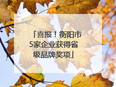 喜报！衡阳市5家企业获得省级品牌奖项
